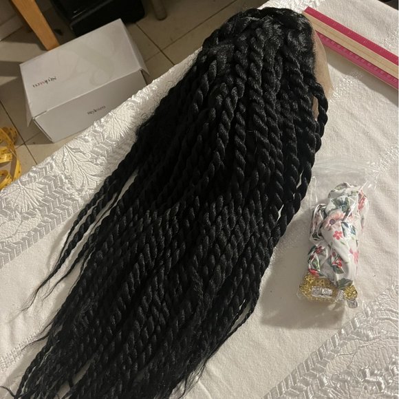 Large Twist Braided Hand-Tied Lace Front Wig - 24 \